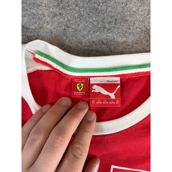 Puma Scuderia Ferrari F1 Racing Team T Shirt Mens XL Red White Santander Shell - Picture 8 of 10